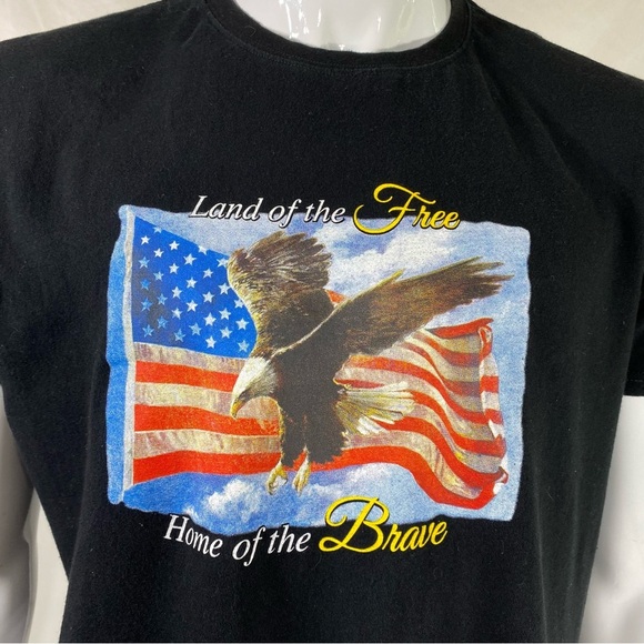 Men’s Land of the Free Eagle Patriotic Classic Black Tee - Picture 7 of 7